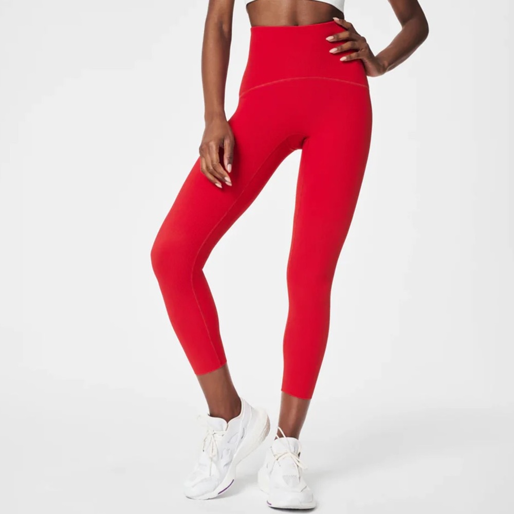 Victoria’s Secret Ribbed Seamless 7/8 Leggings Red High Rise Tights Size XS
